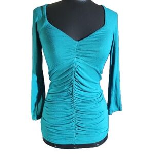 BKE Boutique Ruched Long Sleeve Lace Back Shirt XS